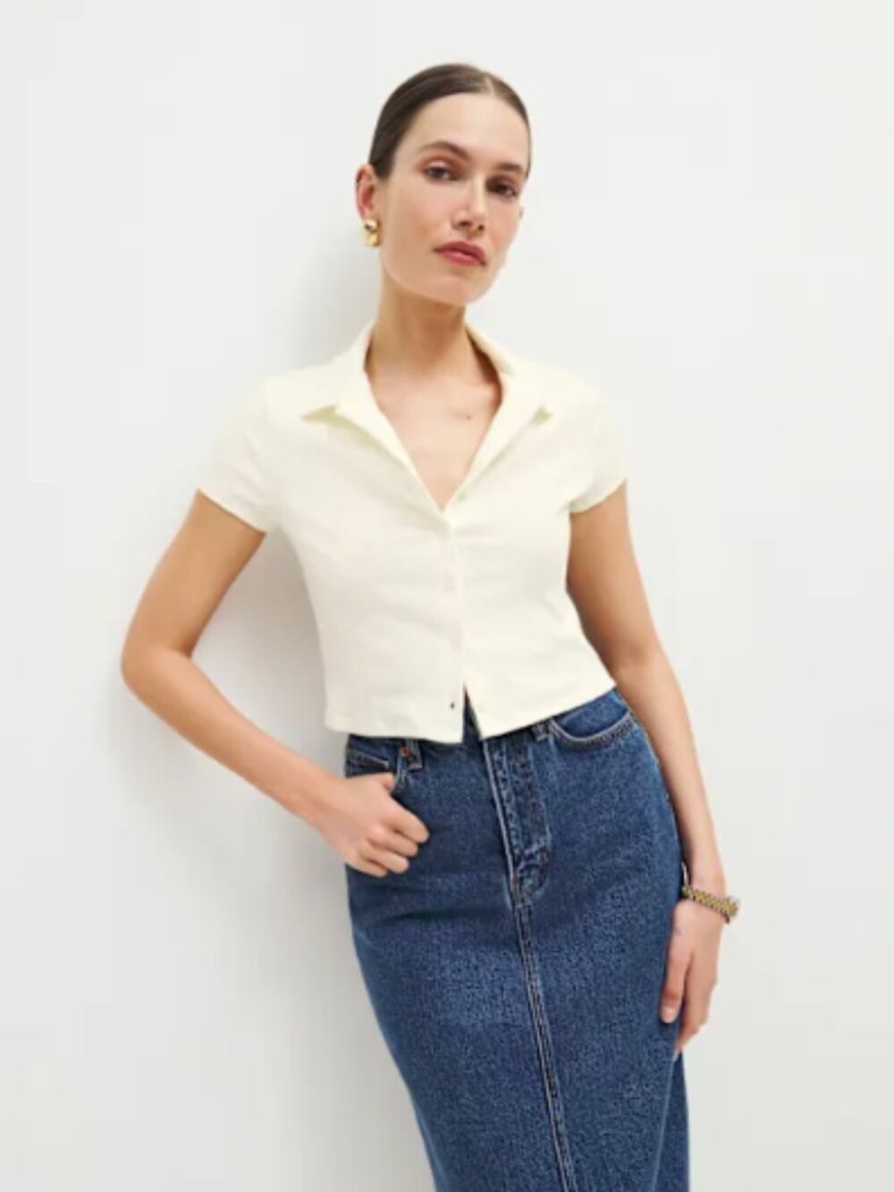 Reformation Oriana Knit Top Gossamer - Size XS